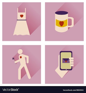 Set of flat icons with long shadow love icons vector image