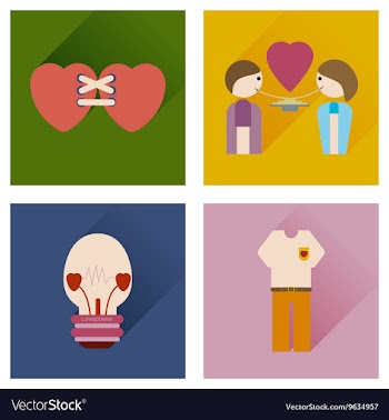 Set of flat icons with long shadow love icons vector image