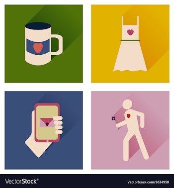Set of flat icons with long shadow love icons vector image