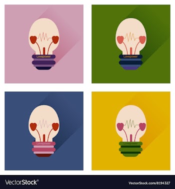 Set of flat icons with long shadow love power vector image
