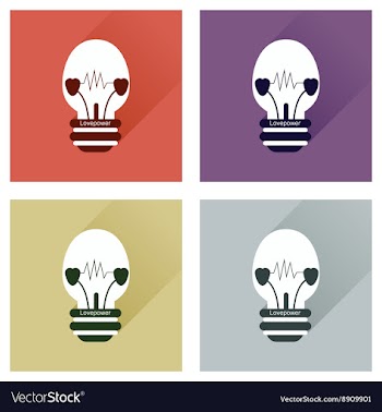 Set of flat icons with long shadow love power vector image