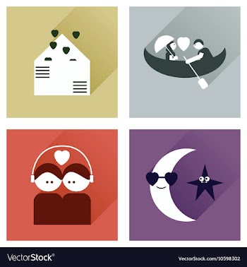 Set of flat icons with long shadow love vector image