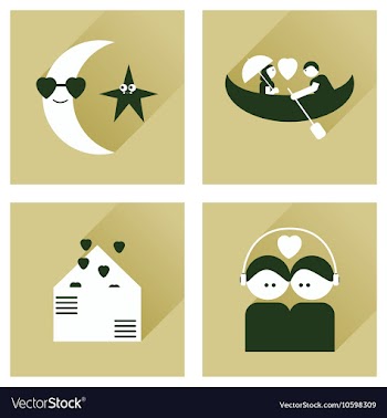Set of flat icons with long shadow love vector image