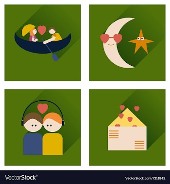 Set of flat icons with long shadow love vector image