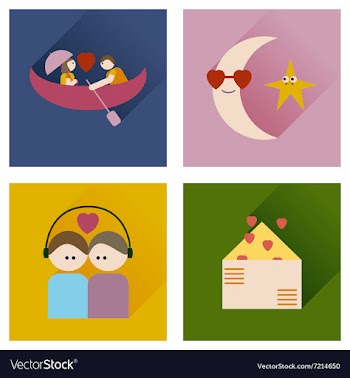 Set of flat icons with long shadow love vector image