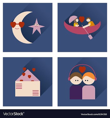 Set of flat icons with long shadow love vector image