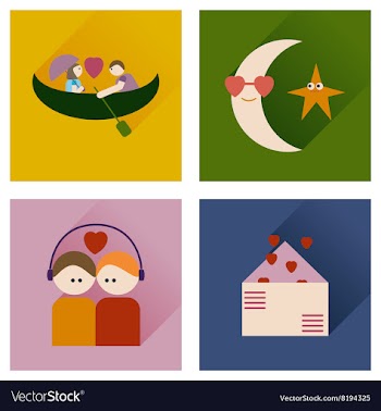 Set of flat icons with long shadow love vector image