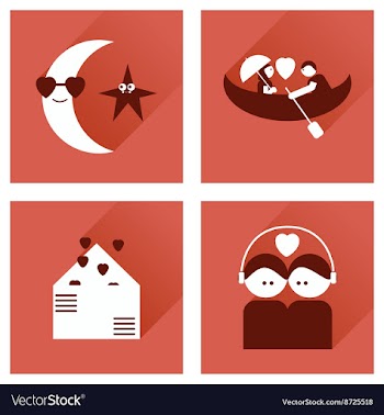 Set of flat icons with long shadow love vector image