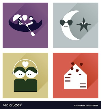 Set of flat icons with long shadow love vector image