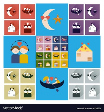 Set of flat icons with long shadow love vector image