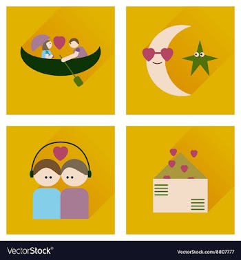Set of flat icons with long shadow love vector image