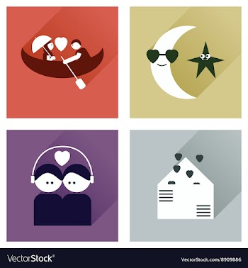 Set of flat icons with long shadow love vector image