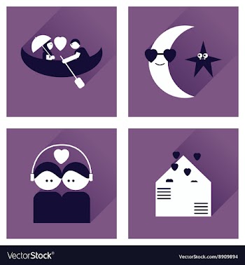 Set of flat icons with long shadow love vector image