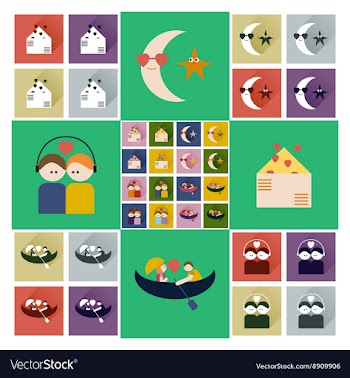 Set of flat icons with long shadow love vector image