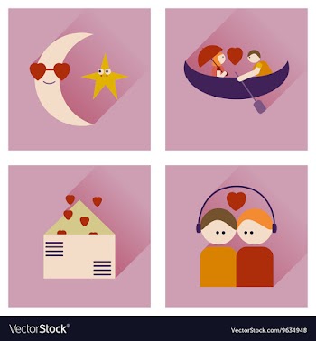 Set of flat icons with long shadow love vector image