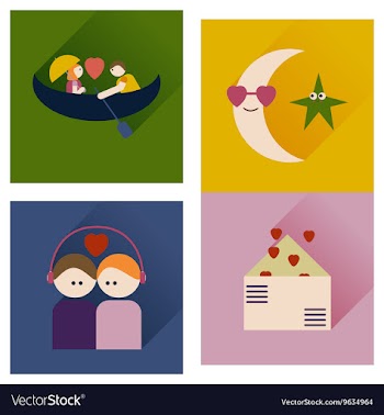 Set of flat icons with long shadow love vector image
