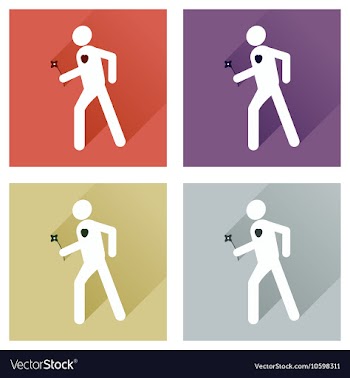 Set of flat icons with long shadow man flower vector image
