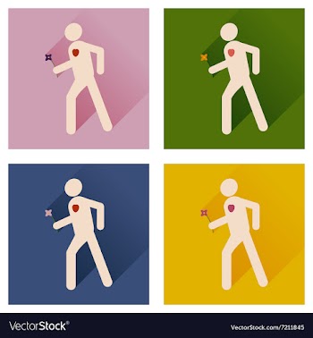 Set of flat icons with long shadow man flower vector image