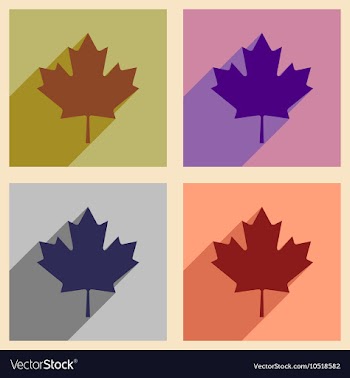 Set of flat icons with long shadow Maple Leaf vector image