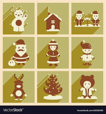 Set of flat icons with long shadow new Year vector image