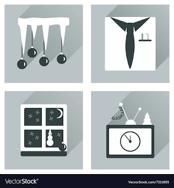 Set of flat icons with long shadow new Year vector image