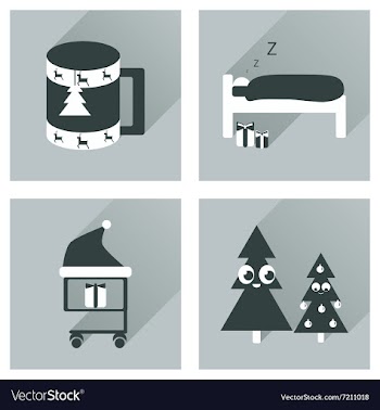 Set of flat icons with long shadow new Year vector image