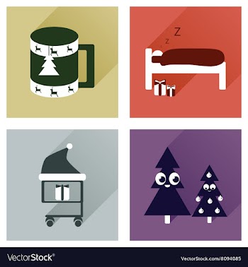 Set of flat icons with long shadow new Year vector image