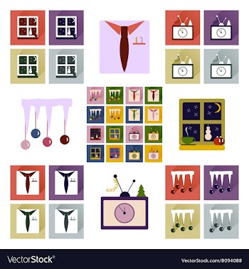 Set of flat icons with long shadow new Year vector image
