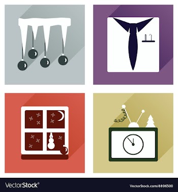 Set of flat icons with long shadow new Year vector image