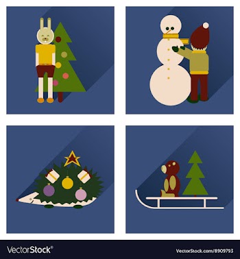 Set of flat icons with long shadow New Year vector image