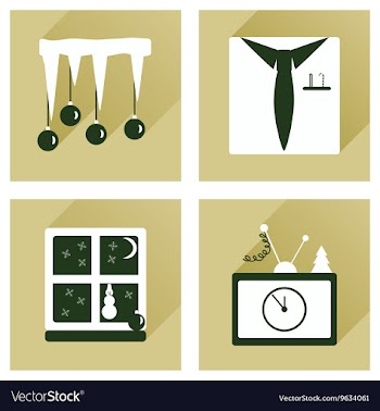 Set of flat icons with long shadow new Year vector image