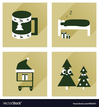Set of flat icons with long shadow new Year vector image