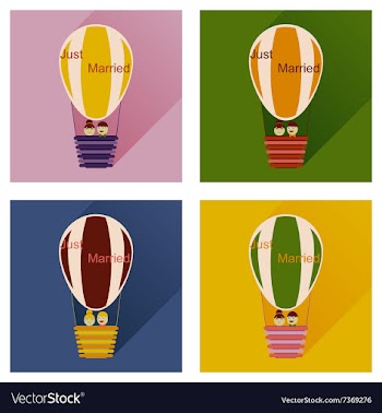Set of flat icons with long shadow newlyweds in vector image