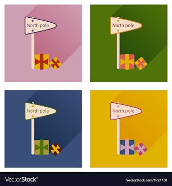 Set of flat icons with long shadow North Pole vector image