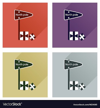 Set of flat icons with long shadow North Pole vector image