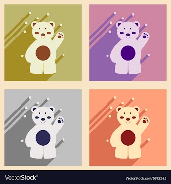 Set of flat icons with long shadow northern bear vector image