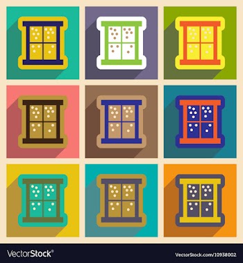 Set of flat icons with long shadow outside the vector image