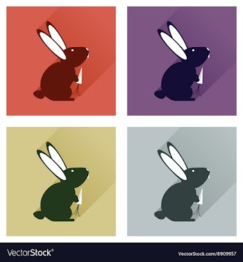 Set of flat icons with long shadow rabbit carrot vector image