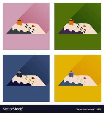 Set of flat icons with long shadow roof in snow vector image