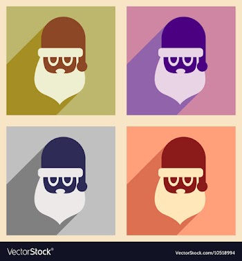 Set of flat icons with long shadow Santa Claus vector image