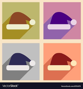 Set of flat icons with long shadow Santa hats vector image