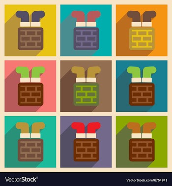 Set of flat icons with long shadow Santa in vector image