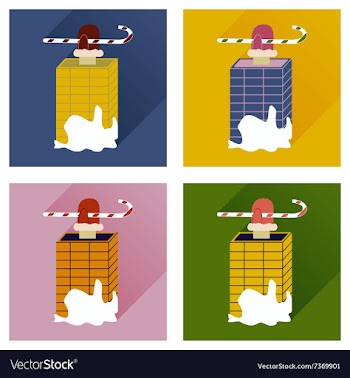 Set of flat icons with long shadow Santa in vector image
