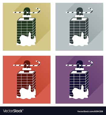 Set of flat icons with long shadow Santa in vector image