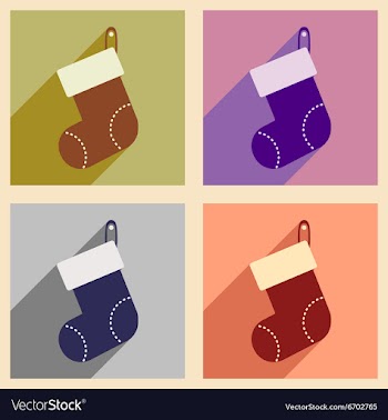 Set of flat icons with long shadow Santa sack vector image