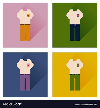 Set of flat icons with long shadow shirt pants vector image