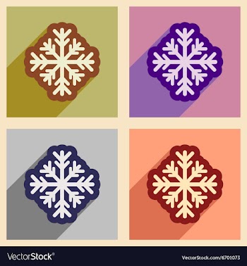 Set of flat icons with long shadow snowflake vector image
