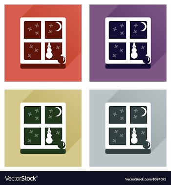 Set of flat icons with long shadow snowman outside vector image