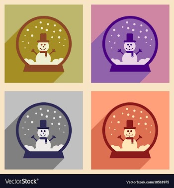 Set of flat icons with long shadow Snowman snow vector image