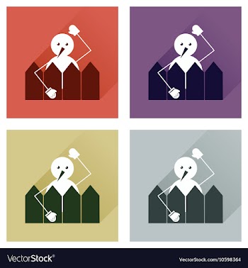 Set of flat icons with long shadow snowman vector image
